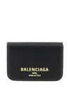 Balenciaga Mini Leather Cash 2.0 Trifold Wallet In Black
