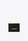 Balenciaga Logo Print Leather Cardholder In Black
