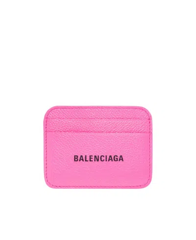 Balenciaga Logo-print Leather Mini Wallet In Pink