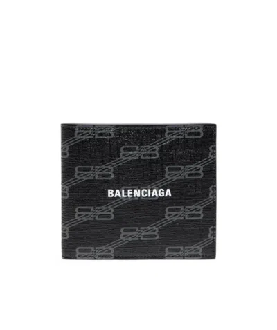 Balenciaga Logo-print Leather Wallet In Black