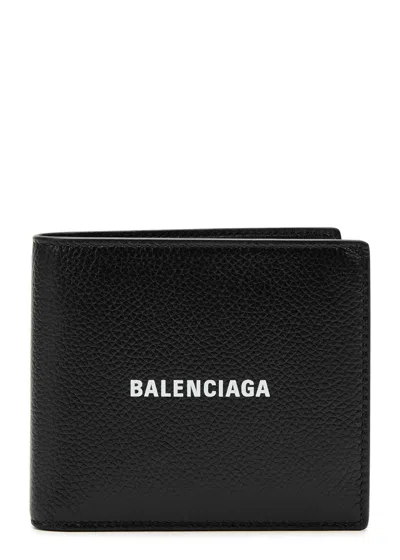 Balenciaga Logo-print Leather Wallet In Black