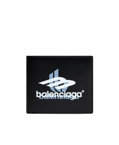 Balenciaga Logo-print Leather Wallet In Black