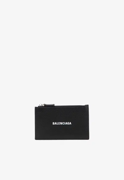 Balenciaga Logo Print Long Cardholder In Black