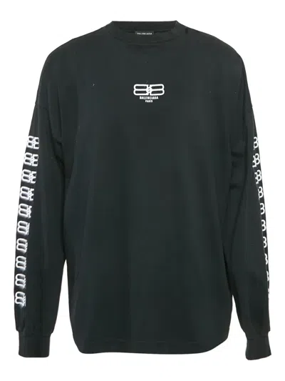 Pre-owned Balenciaga Logo-print Long-sleeved T-shirt In Black