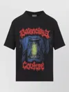 Balenciaga Medium Fit Graphic Crew Neck T Shirt In Blue