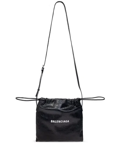 Balenciaga Logo-print Messenger Bag In 1090 Black