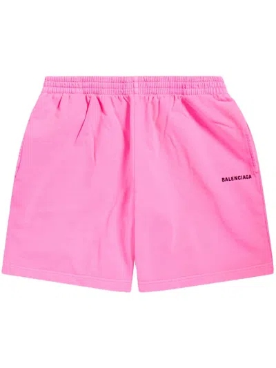 Balenciaga Logo-print Mini Shorts In Pink