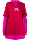 Balenciaga Logo-print Oversize Layered Hoodie In Pink