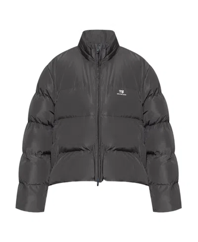 Balenciaga Logo-print Padded Jacket In Black
