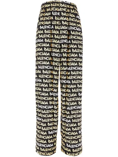 Balenciaga Logo-print Pants In Black