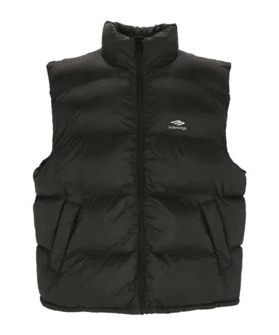 Balenciaga Logo-print Puffer Gilet In Black