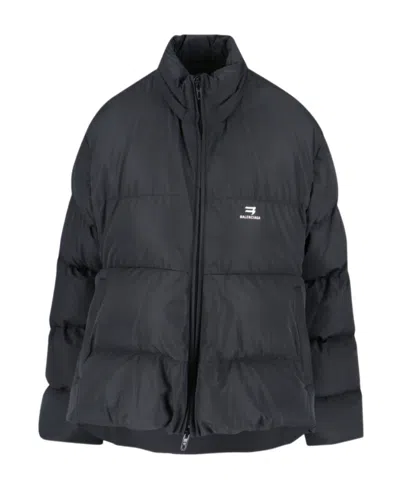 Balenciaga Logo-print Puffer Jacket In Black