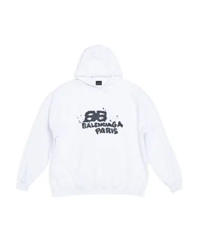 Balenciaga Logo-print Pullover Hoodie In White