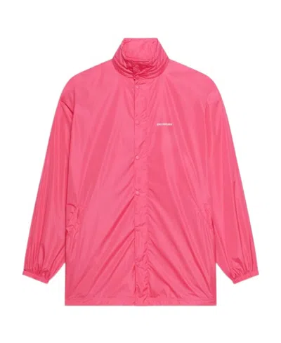 Balenciaga Logo-print Rain Jacket In Pink