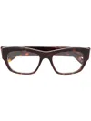 Balenciaga Logo-print Rectangle-frame Glasses In Brown