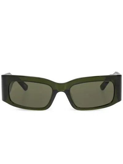 Balenciaga Logo-print Rectangle-frame Sunglasses In 黑色