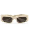 Balenciaga Logo-print Rectangle-frame Sunglasses In Neutrals
