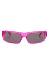Balenciaga Logo-print Rectangle-frame Sunglasses In Pink