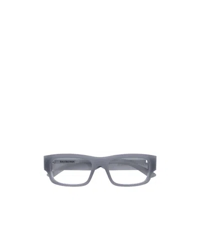 Balenciaga Logo-print Rectangle Glasses In Gray