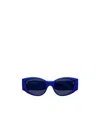 Balenciaga Logo Print Round-frame Sunglasses In Blue