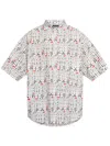 Balenciaga Printed Short Sleeve Shirt With Button-down Collar In White