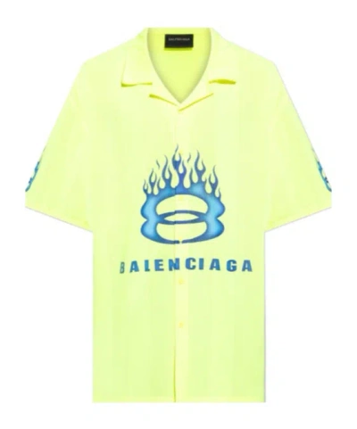 Balenciaga Logo-print Shirt In Yellow