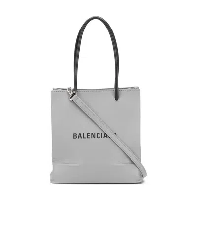 Balenciaga Logo-print Shopping Tote In Gray