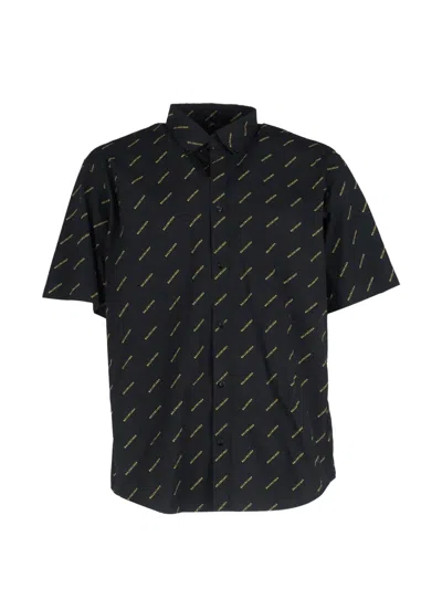 Pre-owned Balenciaga Logo-print Short-sleeve Shirt In Black