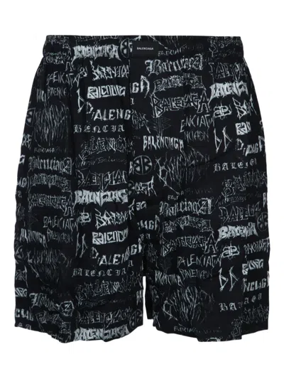 Balenciaga Black Printed Shorts