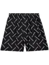 Balenciaga Cotton Shorts With Allover Logo In Schwarz