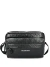 Balenciaga Logo-print Shoulder Bag In Black