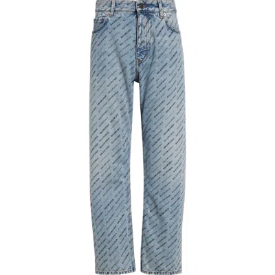 Balenciaga Buckle Loose Fit Denim Jeans In Iced Blue