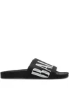 Balenciaga Slide Sandals With Flat Sole And Open Toe In Black