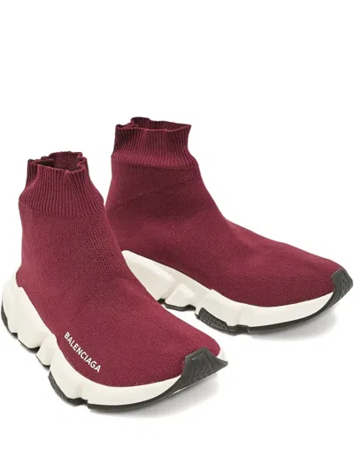 Pre-owned Balenciaga Logo-print Sneakers In Red