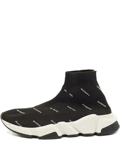 Pre-owned Balenciaga Logo-print Sneakers In Black