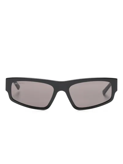 Balenciaga Logo-print Square-frame Sunglasses In Black