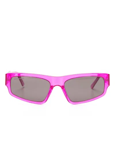 Balenciaga Logo-print Square-frame Sunglasses In Pink