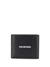 Balenciaga Black Wallet With Contrasting Logo Print In Leather Man In Black
