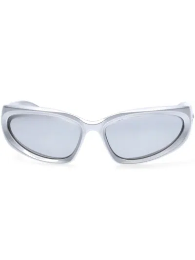 Balenciaga Logo-print Sunglasses In 银色