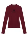 Balenciaga Ribbed Crewneck Long-sleeved Fitted Top In Red