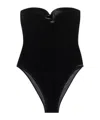 Balenciaga Logo-print Sweetheart-neck Swimsuit In Black