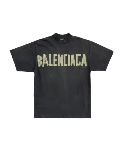 BALENCIAGA T-SHIRT TAPE TYPE MEDIUM FIT IN NERO DÉLAVÉ