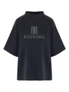 Balenciaga Logo Cotton Crew-neck T-shirt In Black