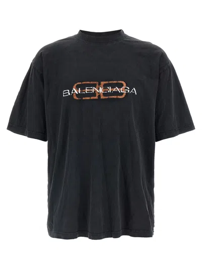 Balenciaga Logo Print T Shirt In Black