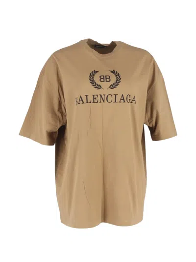 Pre-owned Balenciaga Logo-print T-shirt In Brown