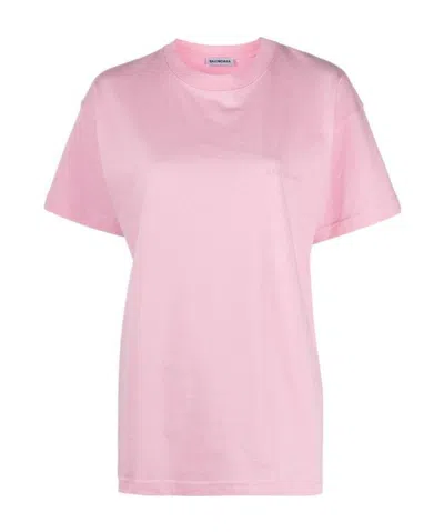 Balenciaga Logo Print T-shirt In Pink