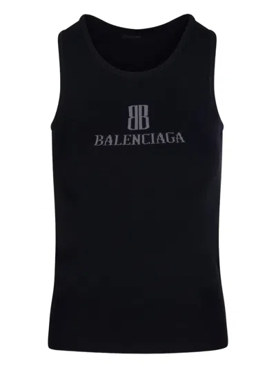 Balenciaga Nano Bb Tank Top In Black