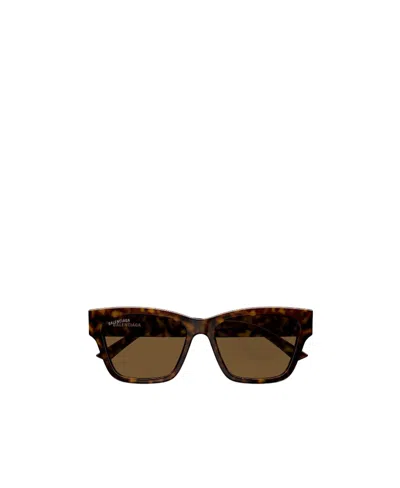Balenciaga Logo-print Tortoiseshell-effect Glasses In Brown