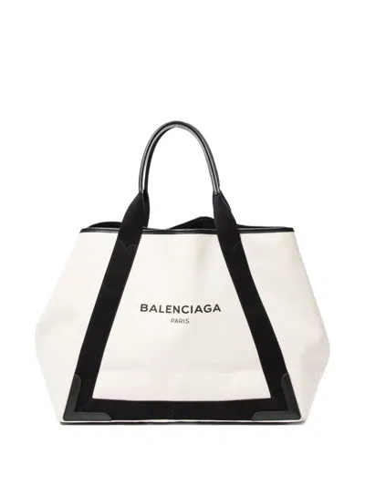 Pre-owned Balenciaga Logo-print Tote Bag In White