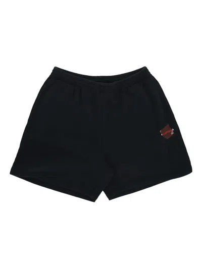 Balenciaga Logo-print Track Shorts In Black/white